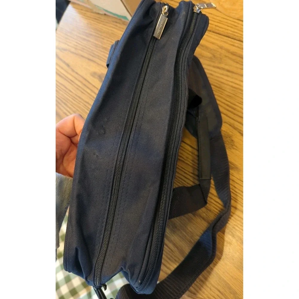 Trafalgar Crossbody or Hand-Carry On Tote Bag Mens‎ Navy Blue Embroidered